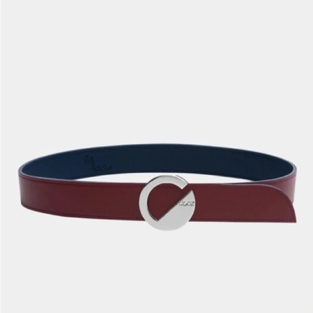 DOOZ Italian Leather Duo Belt - Reversible Cobalt/Burgundy